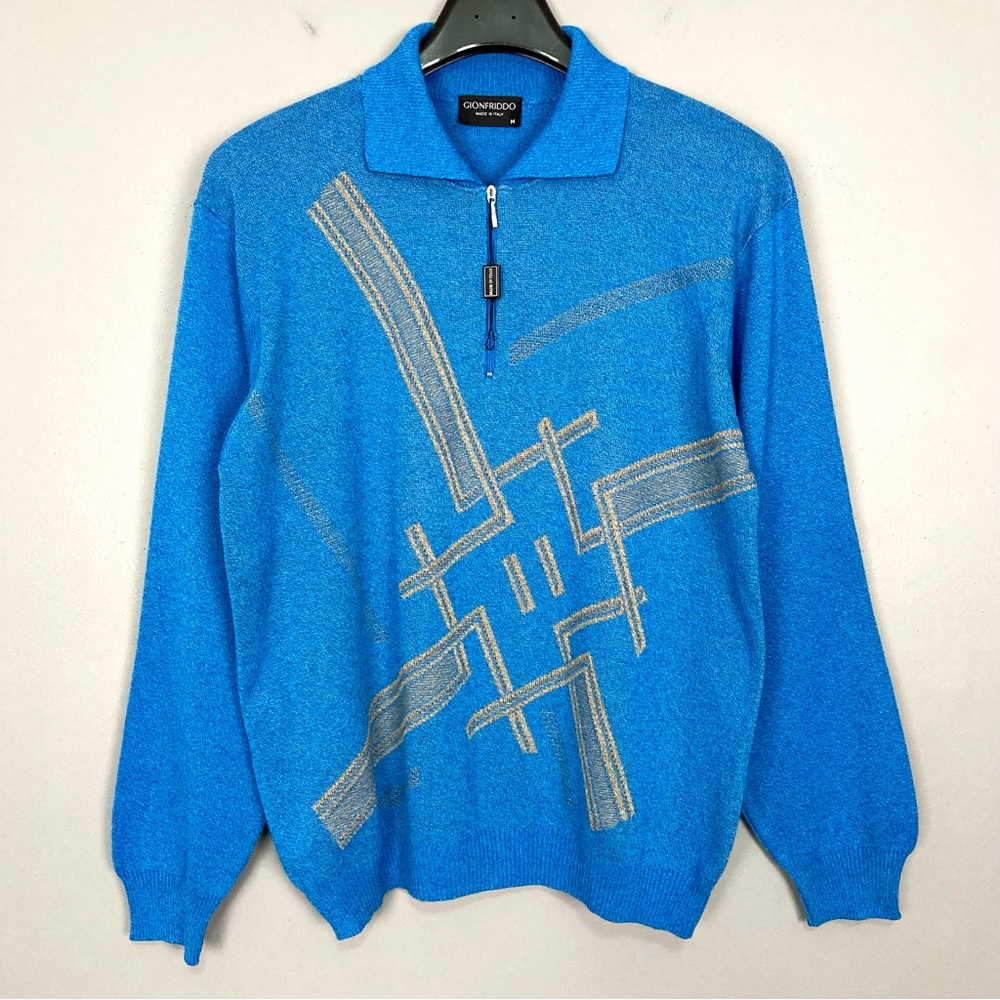 Gionfriddo Italian Knitwear Quarter-Zip Sweater Men’s Size M Pullover Retro Golf